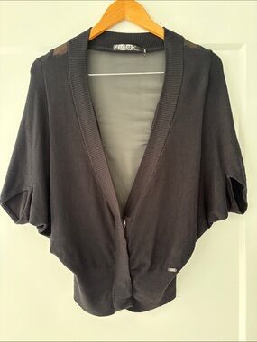 Guess Short Sleeve Cardigan with Sheer Back Panel